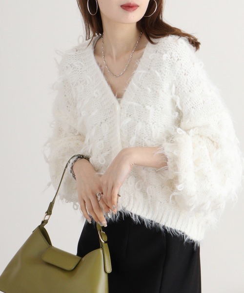 【セール】je crois soi ループ＆フェザーヤーンニットカーディガン（カーディガン/ボレロ）｜FUNALIVE（ファンアライブ）