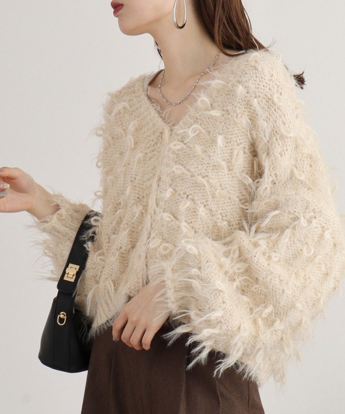 【セール】je crois soi ループ＆フェザーヤーンニットカーディガン（カーディガン/ボレロ）｜FUNALIVE（ファンアライブ）