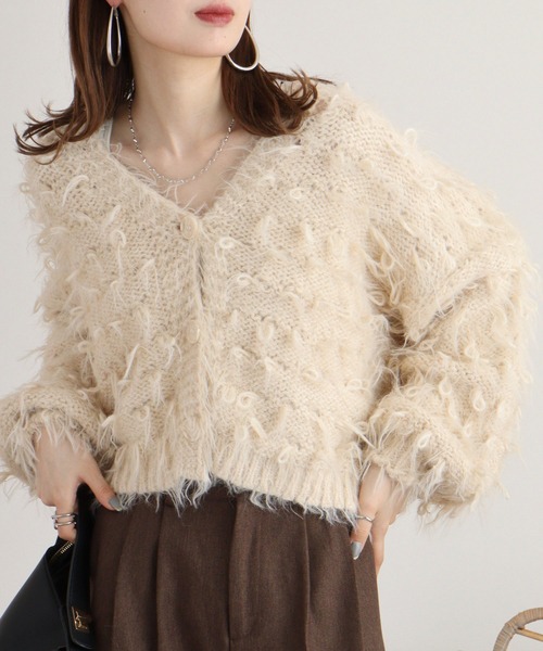 【セール】je crois soi ループ＆フェザーヤーンニットカーディガン（カーディガン/ボレロ）｜FUNALIVE（ファンアライブ）