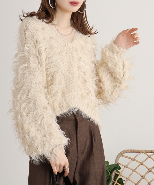 【セール】je crois soi ループ＆フェザーヤーンニットカーディガン（カーディガン/ボレロ）｜FUNALIVE（ファンアライブ）