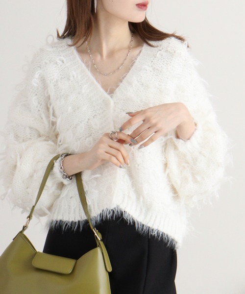 【セール】je crois soi ループ＆フェザーヤーンニットカーディガン（カーディガン/ボレロ）｜FUNALIVE（ファンアライブ）