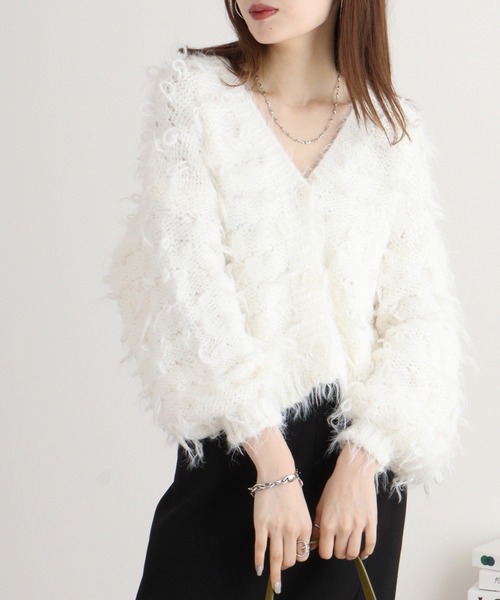 【セール】je crois soi ループ＆フェザーヤーンニットカーディガン（カーディガン/ボレロ）｜FUNALIVE（ファンアライブ）