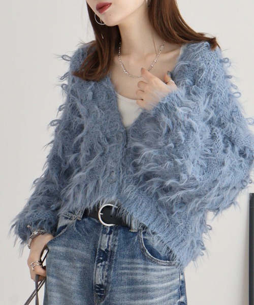 【セール】je crois soi ループ＆フェザーヤーンニットカーディガン（カーディガン/ボレロ）｜FUNALIVE（ファンアライブ）