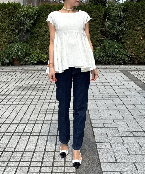 JENNE(ジェンヌ)の「ジャガードスクリュートップス(Tシャツ/カットソー・レディース・ホワイト/ブラック・SMALL/LARGE/MEDIUM)」の17枚目の写真