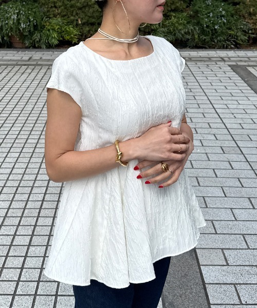 JENNE(ジェンヌ)の「ジャガードスクリュートップス(Tシャツ/カットソー・レディース・ホワイト/ブラック・SMALL/LARGE/MEDIUM)」の20枚目の写真