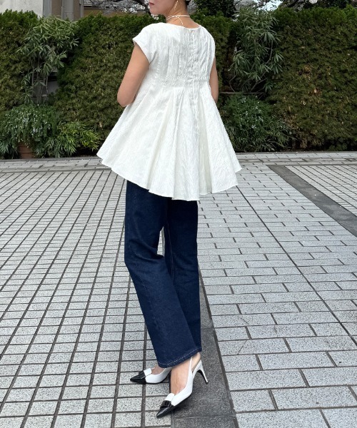 JENNE(ジェンヌ)の「ジャガードスクリュートップス(Tシャツ/カットソー・レディース・ホワイト/ブラック・SMALL/LARGE/MEDIUM)」の21枚目の写真