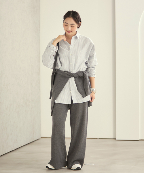 Plage / プラージュ | 2024AW | Light Oxford Long / ストライプ オックスフォード シャツ ブラウス | F | ブルー/ホワイト | レディース Plage - Plage / プラージュ | 2024AW | Light Oxford Long