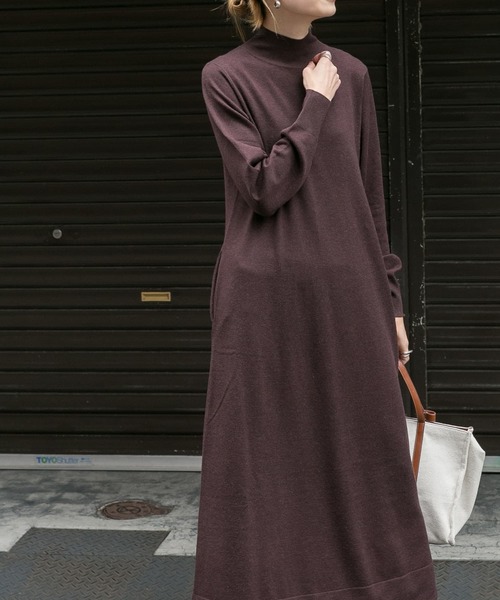 美品*FOXEY ニットワンピース フレア ハイネック Qoo10] フレア ニットワンピース レディース ワ