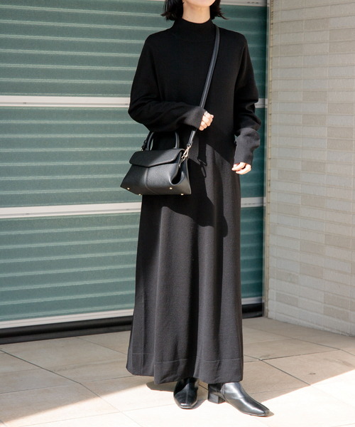 FORK&SPOON（フォークアンドスプーン）の「FORK&SPOON　ハイネックフレアニットワンピース（ワンピース・レディース・ブラック/グレー系その他/ブラウン・1）」の5枚目の写真