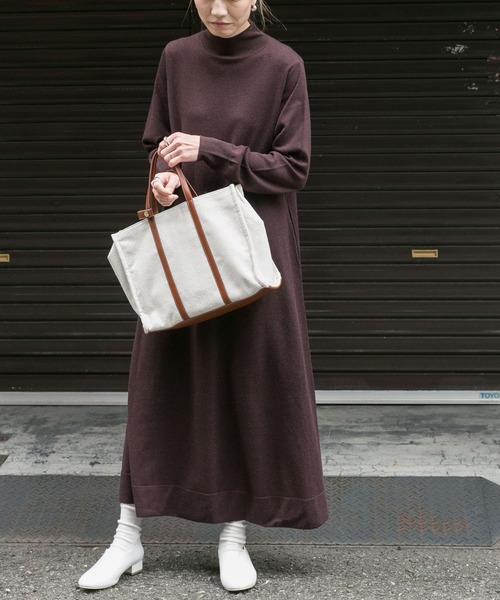 FORK&SPOON（フォークアンドスプーン）の「FORK&SPOON　ハイネックフレアニットワンピース（ワンピース・レディース・ブラック/グレー系その他/ブラウン・1）」の7枚目の写真