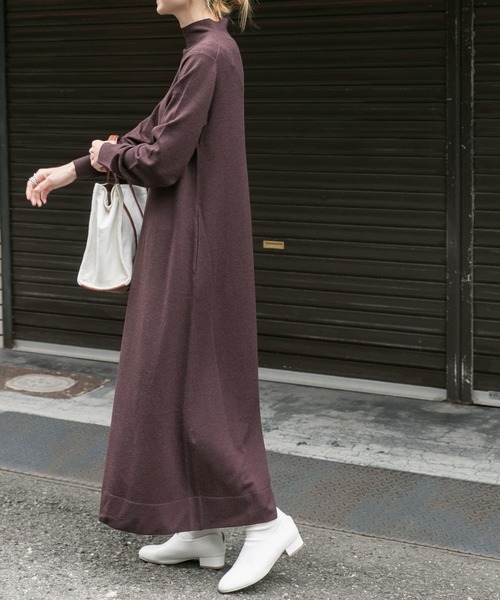 FORK&SPOON（フォークアンドスプーン）の「FORK&SPOON　ハイネックフレアニットワンピース（ワンピース・レディース・ブラック/グレー系その他/ブラウン・1）」の8枚目の写真