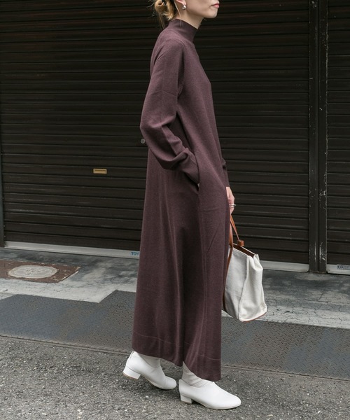 FORK&SPOON（フォークアンドスプーン）の「FORK&SPOON　ハイネックフレアニットワンピース（ワンピース・レディース・ブラック/グレー系その他/ブラウン・1）」の10枚目の写真