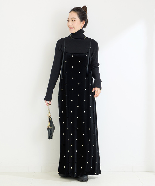 B.C STOCK ベーセーストック ベロアフラワー刺繍ワンピース B.C STOCK(ベーセーストック)の「《追加》【WEB限定】ベロア