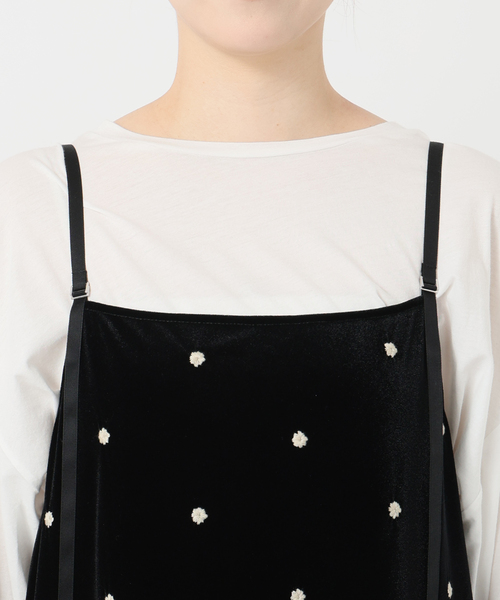 B.C STOCK ベーセーストック　ベロアフラワー刺繍ワンピース B.C STOCK（ベーセーストック）の「《追加》【WEB限定】ベロア