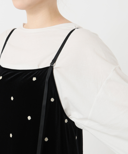 B.C STOCK(ベーセーストック)の「《追加》【WEB限定】手洗い可 / ベロアフラワー刺繍ワンピース(ワンピース・レディース・ブラック・FREE)」の17枚目の写真