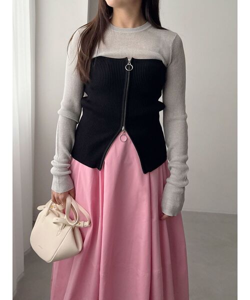 OUNNOUN（オウンノウン）の「【OUNNOUN】シアーリブボディースーツ（ニット/セーター・レディース・ホワイト/ライトグレー/ミント/ベビーピンク・FREE）」の9枚目の写真