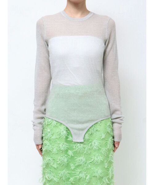 OUNNOUN（オウンノウン）の「【OUNNOUN】シアーリブボディースーツ（ニット/セーター・レディース・ホワイト/ライトグレー/ミント/ベビーピンク・FREE）」の16枚目の写真