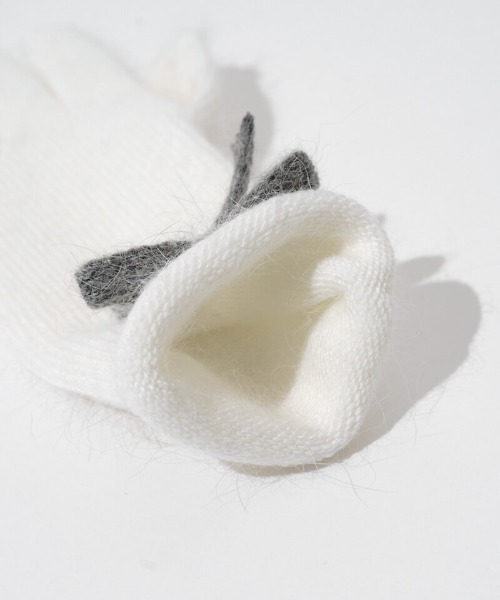 flower（フラワー）の「フラッフリボングローブ（手袋・レディース・グレー/ホワイト・FREE）」の18枚目の写真