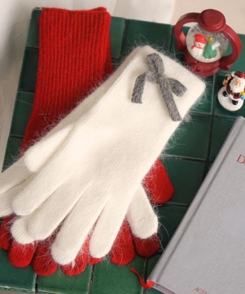 flower（フラワー）の「フラッフリボングローブ（手袋・レディース・グレー/ホワイト・FREE）」の20枚目の写真