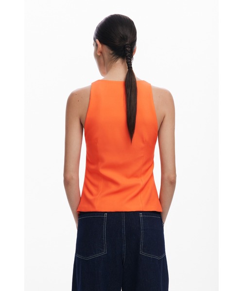 Desigual（デシグアル）の「花柄コーラルリリー プランジトップス（シャツ/ブラウス・レディース・オレンジ・XL/L/M/S/XS）」の3枚目の写真