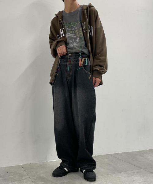 WEGO(ウィゴー)の「WEGO/ダブルウエストバギーデニムパンツ(デニムパンツ・メンズ・ブラック系3・LARGE)」の7枚目の写真
