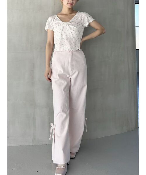 CALNAMUR（カルナムール）の「SIDE RIBBON DENIM PT/サイドリボンデニムパンツ（デニムパンツ・レディース・ブラック/ライトブルー/ピンク・SMALL/MEDIUM）」の10枚目の写真