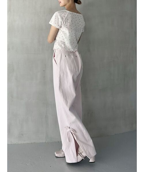 CALNAMUR（カルナムール）の「SIDE RIBBON DENIM PT/サイドリボンデニムパンツ（デニムパンツ・レディース・ブラック/ライトブルー/ピンク・SMALL/MEDIUM）」の12枚目の写真