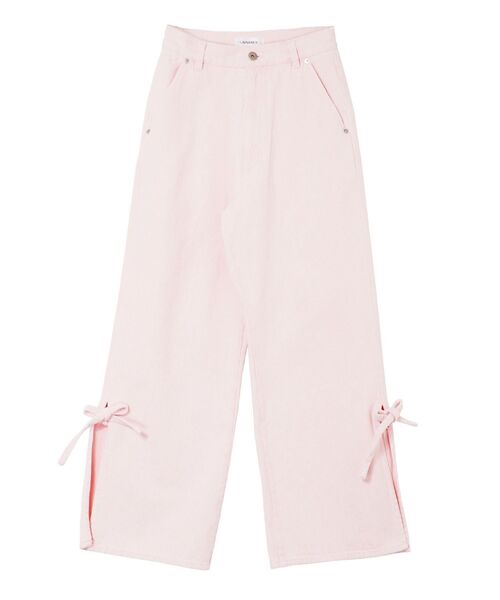 CALNAMUR（カルナムール）の「SIDE RIBBON DENIM PT/サイドリボンデニムパンツ（デニムパンツ・レディース・ブラック/ライトブルー/ピンク・SMALL/MEDIUM）」の3枚目の写真