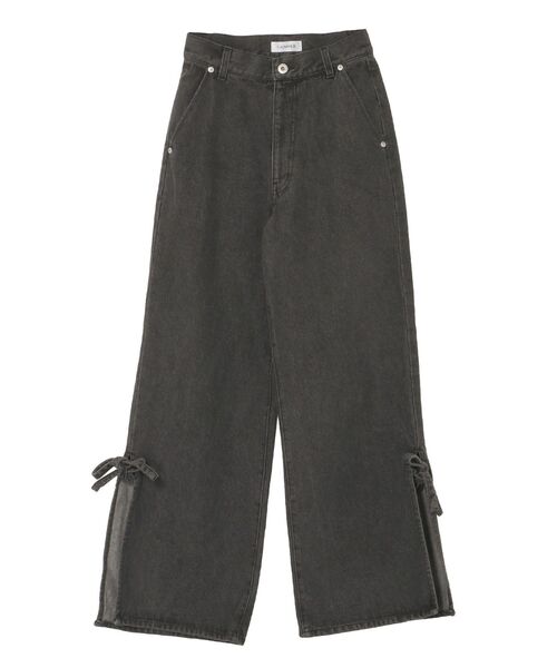 CALNAMUR（カルナムール）の「SIDE RIBBON DENIM PT/サイドリボンデニムパンツ（デニムパンツ・レディース・ブラック/ライトブルー/ピンク・SMALL/MEDIUM）」の2枚目の写真