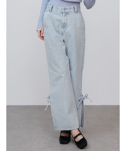 CALNAMUR（カルナムール）の「SIDE RIBBON DENIM PT/サイドリボンデニムパンツ（デニムパンツ・レディース・ブラック/ライトブルー/ピンク・SMALL/MEDIUM）」の5枚目の写真