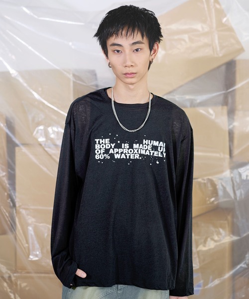 MSG(エムエスジー)の「グラフィックシアーロングTシャツ Y2K(Tシャツ/カットソー・メンズ・ホワイト系2/ブラック系1/ホワイト系1/ブラック系3/ブラック系4/ブラック系2/グレー系3・XL/L/M/S)」の4枚目の写真