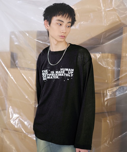 tシャツ　y2k グラフィックシアーロングTシャツ Y2K（Tシャツ/カットソー