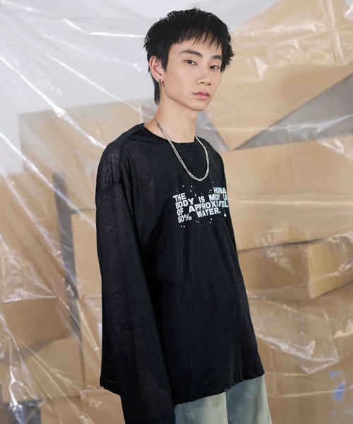 セール】グラフィックシアーロングTシャツ Y2K（Tシャツ