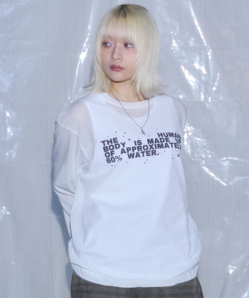 セール】グラフィックシアーロングTシャツ Y2K（Tシャツ