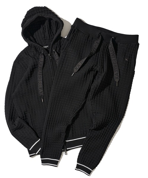 1PIU1UGUALE3  RELAX （ウノピゥウノウグァーレトレ リラックス）の「【1PIU1UGUALE3 RELAX】SQUARE PATTERN KNIT HOODIE / スクエアパターンニットイージーパンツ（その他パンツ・メンズ・ブラック/ホワイト・MEDIUM/LARGE/X-LARGE）」の5枚目の写真