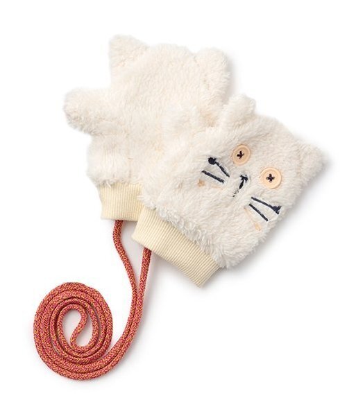 baby cheer（ベイビーチアー）の「ねこミトン（その他ベビー用品・キッズ・ホワイト系/モカ・F）」の2枚目の写真