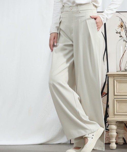 aimoha（アイモハ）の「【Aimoha】 フロントデザイン ワイドレッグパンツ（スラックス・レディース・ブラック/ライトグレー/ベージュ/ミント/ライトパープル・SMALL/MEDIUM/LARGE/X-LARGE）」の22枚目の写真