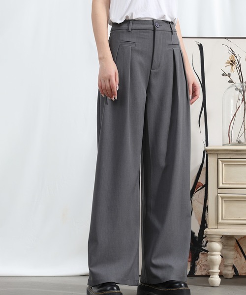 aimoha（アイモハ）の「【Aimoha】 フロントデザイン ワイドレッグパンツ（スラックス・レディース・ブラック/ライトグレー/ベージュ/ミント/ライトパープル・SMALL/MEDIUM/LARGE/X-LARGE）」の17枚目の写真