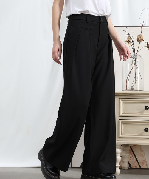 aimoha（アイモハ）の「【Aimoha】 フロントデザイン ワイドレッグパンツ（スラックス・レディース・ブラック/ライトグレー/ベージュ/ミント/ライトパープル・SMALL/MEDIUM/LARGE/X-LARGE）」の12枚目の写真