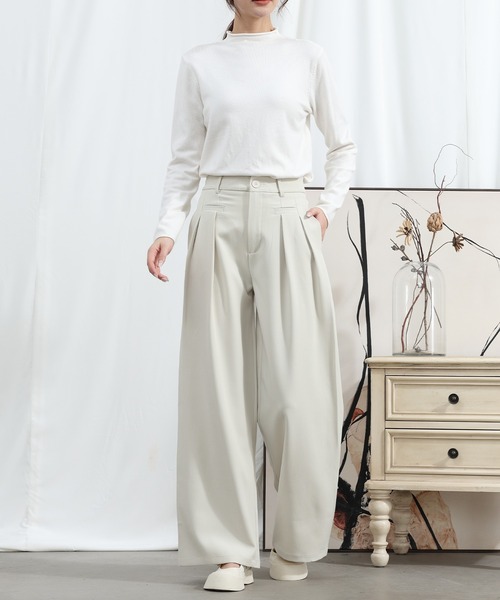 aimoha（アイモハ）の「【Aimoha】 フロントデザイン ワイドレッグパンツ（スラックス・レディース・ブラック/ライトグレー/ベージュ/ミント/ライトパープル・SMALL/MEDIUM/LARGE/X-LARGE）」の19枚目の写真