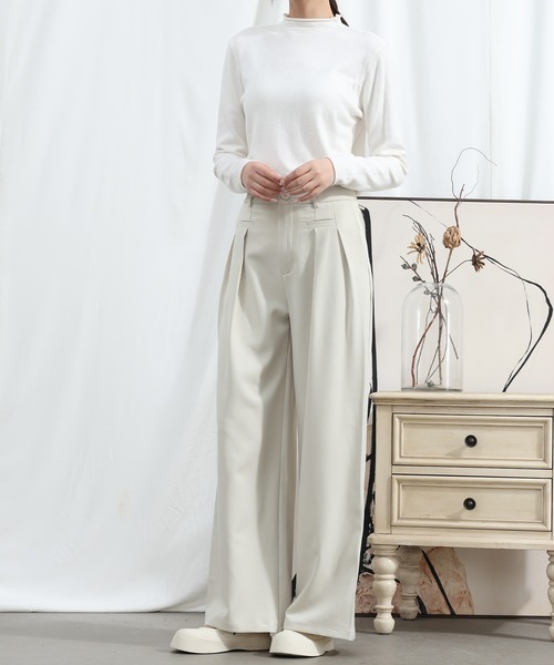 aimoha（アイモハ）の「【Aimoha】 フロントデザイン ワイドレッグパンツ（スラックス・レディース・ブラック/ライトグレー/ベージュ/ミント/ライトパープル・SMALL/MEDIUM/LARGE/X-LARGE）」の18枚目の写真