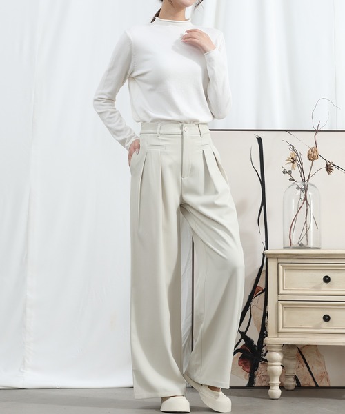 aimoha（アイモハ）の「【Aimoha】 フロントデザイン ワイドレッグパンツ（スラックス・レディース・ブラック/ライトグレー/ベージュ/ミント/ライトパープル・SMALL/MEDIUM/LARGE/X-LARGE）」の20枚目の写真