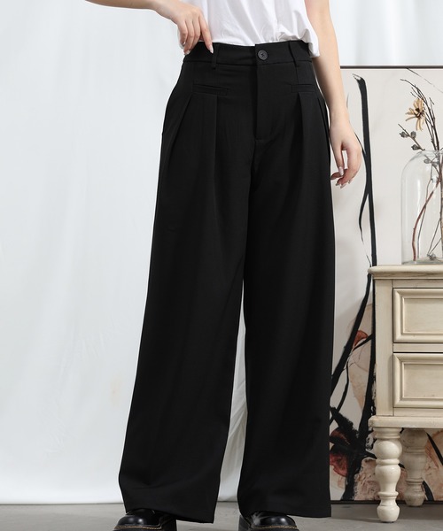 aimoha（アイモハ）の「【Aimoha】 フロントデザイン ワイドレッグパンツ（スラックス・レディース・ブラック/ライトグレー/ベージュ/ミント/ライトパープル・SMALL/MEDIUM/LARGE/X-LARGE）」の11枚目の写真