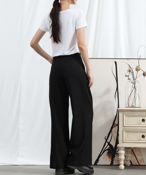 aimoha（アイモハ）の「【Aimoha】 フロントデザイン ワイドレッグパンツ（スラックス・レディース・ブラック/ライトグレー/ベージュ/ミント/ライトパープル・SMALL/MEDIUM/LARGE/X-LARGE）」の9枚目の写真