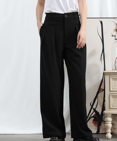 aimoha（アイモハ）の「【Aimoha】 フロントデザイン ワイドレッグパンツ（スラックス・レディース・ブラック/ライトグレー/ベージュ/ミント/ライトパープル・SMALL/MEDIUM/LARGE/X-LARGE）」の10枚目の写真