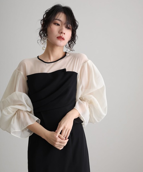atlo（アトロ）の「袖あり&ミモレ丈 同窓会 ドレープビスチェ お呼ばれ 結婚式 フォーマル オケージョンドレス パーティー ドレス 二次会 成人式 謝恩会 20代 30代（ドレス・レディース・ブラウン系その他/ベージュ系その他/チャコール/オリーブ・S/L/M）」の21枚目の写真