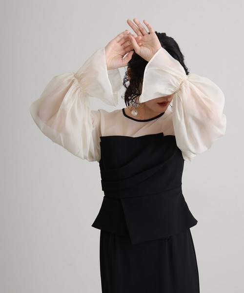atlo（アトロ）の「袖あり&ミモレ丈 同窓会 ドレープビスチェ お呼ばれ 結婚式 フォーマル オケージョンドレス パーティー ドレス 二次会 成人式 謝恩会 20代 30代（ドレス・レディース・ブラウン系その他/ベージュ系その他/チャコール/オリーブ・S/L/M）」の18枚目の写真