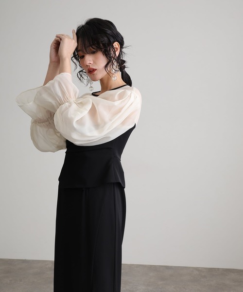 atlo（アトロ）の「袖あり&ミモレ丈 同窓会 ドレープビスチェ お呼ばれ 結婚式 フォーマル オケージョンドレス パーティー ドレス 二次会 成人式 謝恩会 20代 30代（ドレス・レディース・ブラウン系その他/ベージュ系その他/チャコール/オリーブ・S/L/M）」の15枚目の写真
