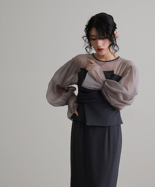 atlo（アトロ）の「袖あり&ミモレ丈 同窓会 ドレープビスチェ お呼ばれ 結婚式 フォーマル オケージョンドレス パーティー ドレス 二次会 成人式 謝恩会 20代 30代（ドレス・レディース・ブラウン系その他/ベージュ系その他/チャコール/オリーブ・S/L/M）」の13枚目の写真