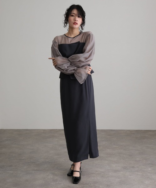 atlo（アトロ）の「袖あり&ミモレ丈 同窓会 ドレープビスチェ お呼ばれ 結婚式 フォーマル オケージョンドレス パーティー ドレス 二次会 成人式 謝恩会 20代 30代（ドレス・レディース・ブラウン系その他/ベージュ系その他/チャコール/オリーブ・S/L/M）」の12枚目の写真